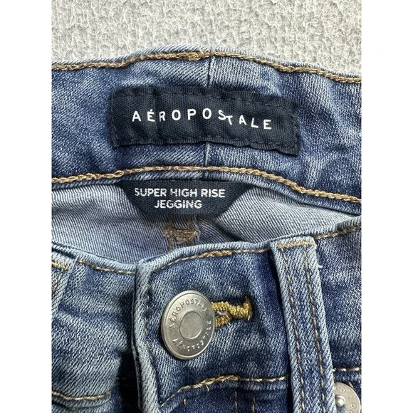 Aeropostale Jeans Womens 000 Blue Denim Hi Rise Jegging Stretch Normcore Ladies - Picture 2 of 12